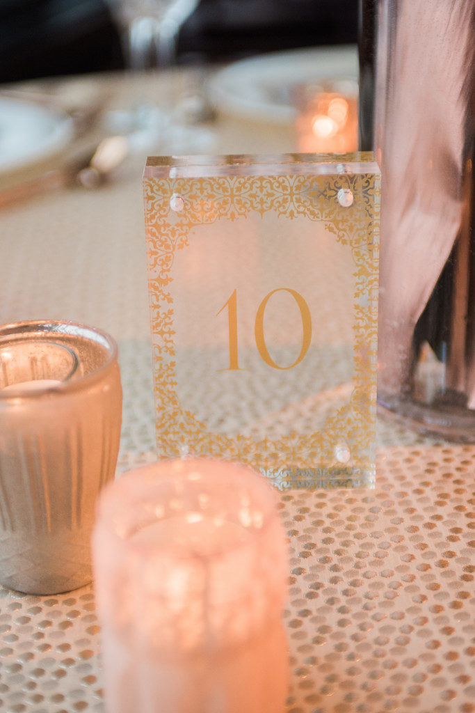 Table Number place holder with candles on table